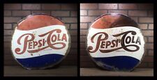Vintage 1950's PEPSI COLA Double Sided Porcelain Enamel Sign 24