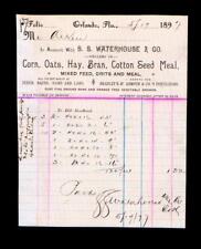 1897 Orlando Florida - EARLY date - S S Waterhouse & Co Feed - Letter Head Bill picture