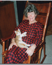 3K Photograph Cute Sweet Adorable  Orange Kitty Cat Old Woman Rocking Chair picture