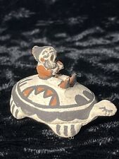 Vtg Native American ACOMA Pottery JUDY SHEILDS Miniature Clay Turtle SIGNED picture