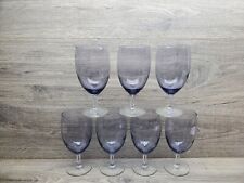 Vtg Soft Purple Periwinkle Vintage Blown Wine Glasses Qty 6 Glasses picture