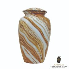 Large Adult Marble Cremation Urns for Human Ashes Brown Urn with Velvet Bag picture
