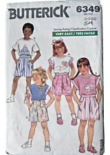 Vtg Butterick 6349 Kids Children's Shorts Top Loose Fitting Unisex 5-6-6X *Cut picture