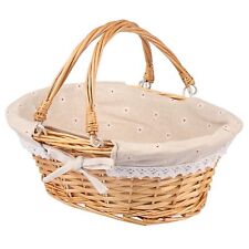 Large Multipurpose Wicker Basket With Handle 14.2 X 11 X 6.7 In Wicker Picnic Ba picture