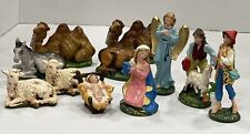 VTG 60'S Christmas Nativity Set Hand Painted CLAY CERAMIC-MADE IN ITALY-11 PIECE picture