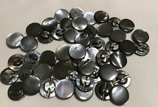 (50) Vtg.-DARK GREY-GLASS-Shank-Sewing Buttons-New Old Stock-.75” picture