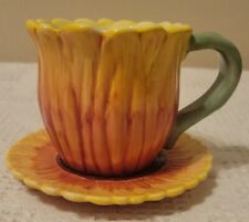 RARE Susan Winget Sunflower Tea Cup And Saucer For Cracker Barrel Mug Coffee picture