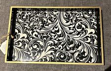 New Michel Design Works  Black Florentine Vanity/ Serving Wooden Tray 12.5