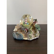 Vintage Nautical Lighthouse Sailboat Town Water Ocean Life Harbor Snowglobe picture
