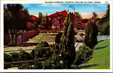 Vtg 1920s Sunken Gardens Houston Square El Paso Texas TX Unused Postcard picture
