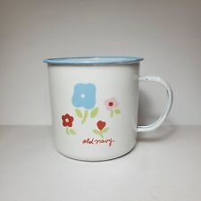 Old Navy Enameled Coffee Mug Cup Tin Flowers Cup 22oz picture
