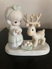 Vintage 1989 Enesco Precious Moments Christmas Deer Figurine by Samuel Butcher picture
