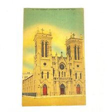 Vintage San Antonio Texas San Fernando Cathedral USA Linen Postcard Unposted picture
