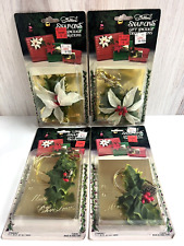 VTG 1985 Snap-Ons Gift Package Decoration Stribbons Sealed Poinsettia Holly NOS picture