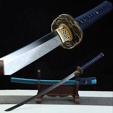 Blue Hand Polished T10 Clay Tempered Japanese Samurai Katana Sword Razor Sharp picture