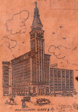 1906 Montgomery Ward Co Building Cars Horse Chicago IL Illinois Leather Postcard picture