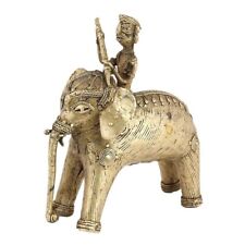 Handmade Decorative Brass Tribal Elephant Rider Figurine Statue picture
