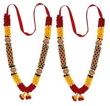Puja Garland Red and Yellow Ribbon Mala God Idol Small Haar Statue Figurines 2Pc picture