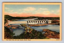Austin TX-Texas, Tom Miller Dam, Lake Austin, Antique Vintage Souvenir Postcard picture