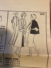 Vintage 1950’s Simplicity Sewing Pattern Wrap Around Evening Coats Sz 12 Uncut picture
