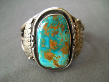 Vibrant High-Grade Native American Navajo Turquoise Sterling Silver Bracelet picture