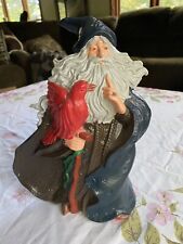 Vintage 90’s Hand Painted Ceramic Mystical Wizard w/ Crow Magic Halloween Decor picture