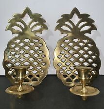 Vintage Gold Brass Pineapple Candle Holder Hanging Sconce Mid Century picture