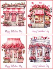 VALENTINE VINTAGE VICTORIAN WATERCOLOR  STORES FLOWERS 8 BLANK CARDS picture