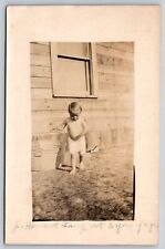 Postcard RPPC Child Toddler Outside Wash Bucket c1904-1920s picture