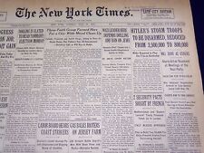 1934 JULY 10 NEW YORK TIMES - HITLER'S STORM TROOPS TO BE DISARMED - NT 1606 picture