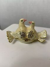 Vintage Two Doves Trinket Box Jeweled Ivory Rare Stunning picture