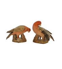 Bird Statue Pair Vintage Hand Painted Colorful Doves Home Decor picture