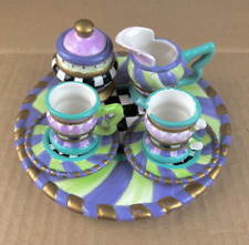 Decorative Miniature Porcelain Tea Set Checkered Pattern Design -READ- picture