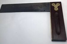 Antique Carpenter’ Square Rosewood & Brass 9”x 5” Oak Leaf Walden, NY #408 picture