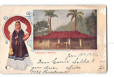 Tehuantepec Mexico Damaged Postcard 1906 Residence and Woman in Dress picture
