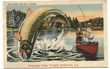 Exaggeration Postcard Giant Fish Greetings Warm Springs GA Georgia  picture