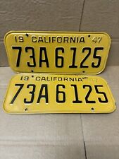 1947 California License Plates YOM DMV Clear Ford Chevy Mopar Pontiac Buick Olds picture