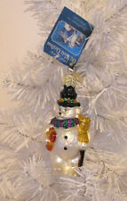 2002 - TEDDY BEAR SNOWMAN - OLD WORLD CHRISTMAS - BLOWN GLASS ORNAMENT NEW W/TAG picture