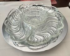 Rare Kromex Vintage  Party Platter Glass Dish Set Elegant Serve Tray Large Dip  picture