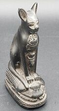 VTG Ancient Egyptian Statue Figurine Egypt Cat Goddess Bast Bastet Black Cobra picture