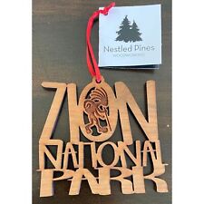 Zion National Park Wood Ornament Carved Nestled Pines Woodworking NEW Kokopelli picture