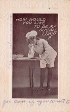 Valentine's Day Romance Bakery Sexy Baker Girl Sugar Sweets Vtg Postcard C47 picture