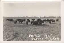 RPPC Garden City KS Buffalo Herd Kansas c1930-1940s EKC photo postcard H55 picture