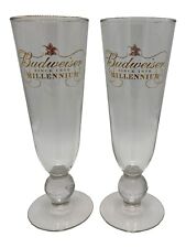 Set of 2 Gold Trimmed Budweiser Limited Edition Millennium Glasses picture