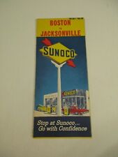 Vintage 1962-63 Sunoco Boston to Jacksonville Gas Station Travel Road Map~Box Y5 picture