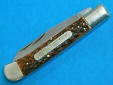 VINTAGE 1973 WINCHESTER GERMANY BONE STAG JUMBO TRAPPER KNIFE CARL SCHLIEPER EC picture