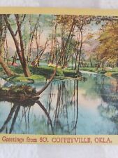 C 1949 Greetings From South Coffeyville OK Trees Grow Out of River View Postcard picture