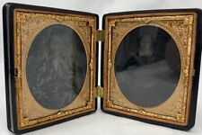 Dual Ambrotype 1/6 Plate Couple Touched Up Cheeks, Ring Littlefield Parsons Case picture