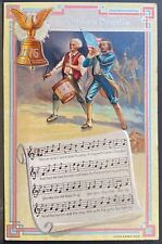 SONG SERIES PATRIOTIC POSTCARD YANKEE DOODLE~Sheet Music~Fife Drum USA Flag~1776 picture