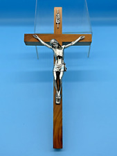Vintage Brown Wooden Wall Cross Crucifix Holy Christ INRI 13x6 Fast Shipping picture